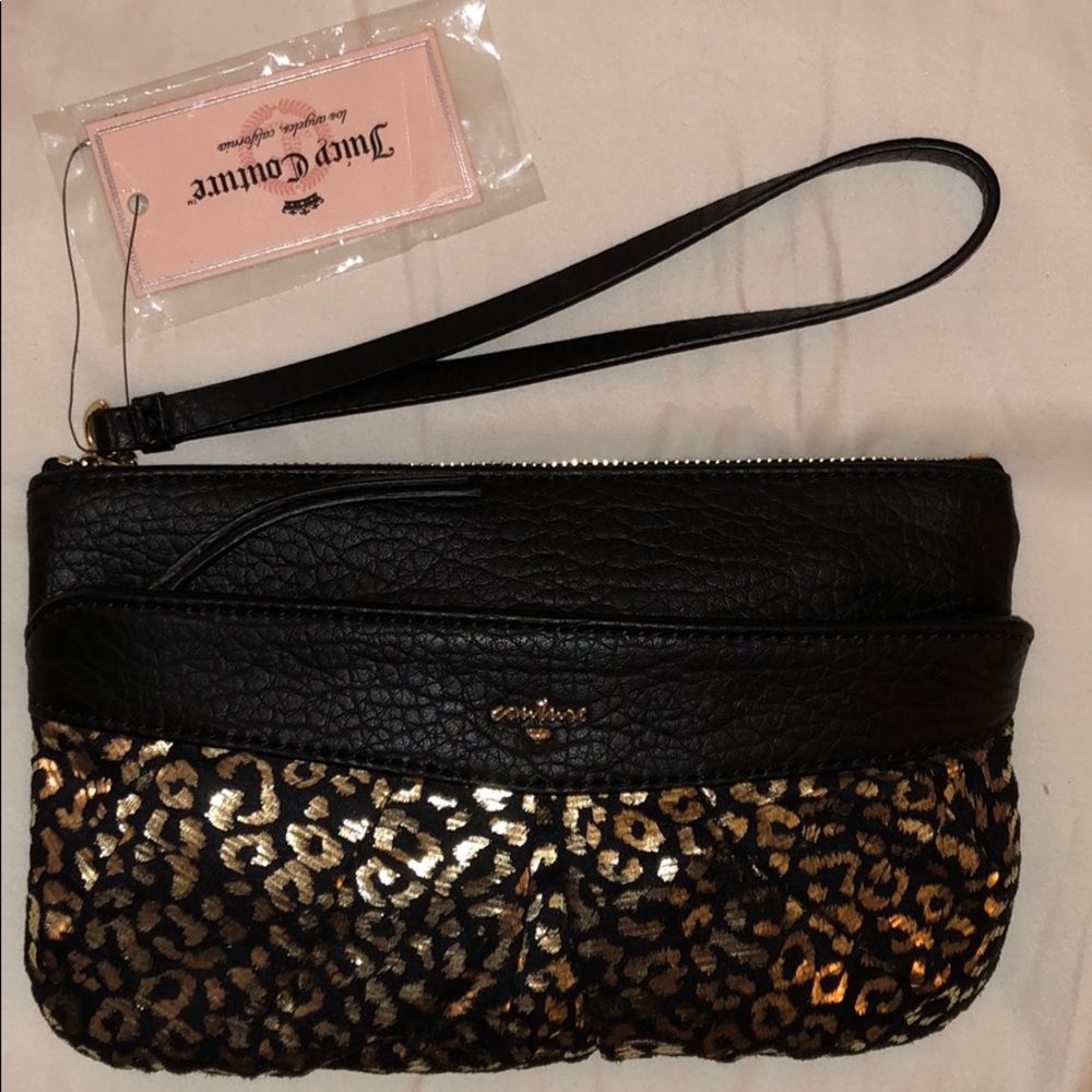 Juicy Couture Black and Leopard Print Wristlet